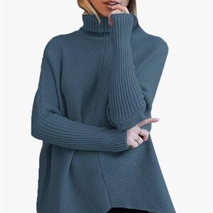 Elegant Teal Turtleneck Sweater for Women